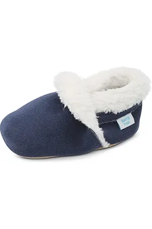 Dotty Fish Baby & Kleinkind Pantoffeln aus Wildleder – Rutschfest & Warm mit Fleecefutter – Barfußgefühl – . 18-24 Monate (23 EU)