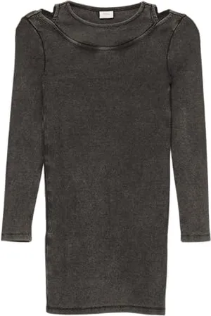 QS by s.Oliver Gewaschenes RIPP-Kleid mit 2-in-1-Optik schwarz 134