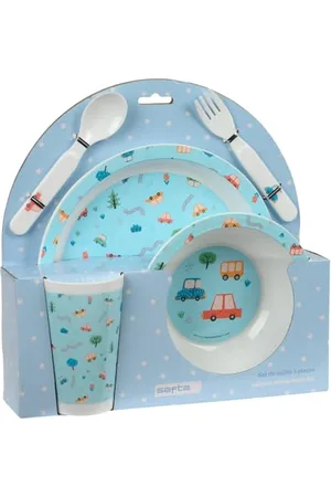 Safta PREESCOLAR COCHES Set mit Tellern und Besteck, Teller, Besteck, Baby, Einweihung, Essen, bequem und vielseitig, 26 x 9 x 26 cm, , M, Casual
