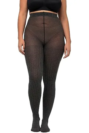 Ulla Popken Damen Strumpfhose, Hahnentritt Groß-Übergröße, , 46-48