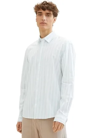 TOM TAILOR Herren Relaxed Fit Popeline Hemd mit Streifen, , L