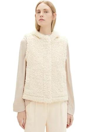 TOM TAILOR Damen Teddy Weste, Whisper White, XXL