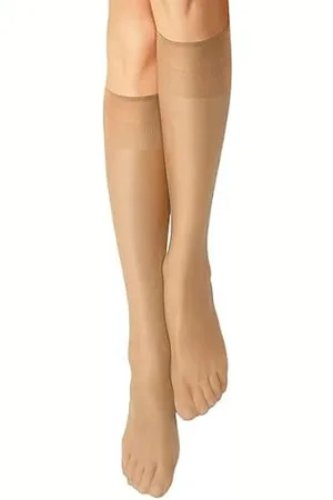 Nur Die Knie Seidenfein 15 DEN transparente Nylon Fein-Kniestrümpfe seidig glänzend breiter Komfortbund Damen