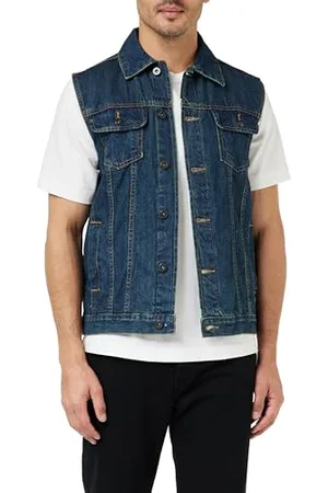 Urban classics Herren Denim Vest Weste, Blau ( 319), S EU