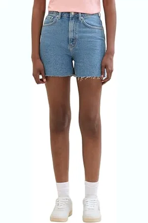 TOM TAILOR Damen Mom High Waist Jeans Shorts , Used Mid Stone Blue Denim, L
