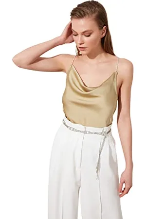 Trendyol Damen Steinbügelsatin-bluse Blouse Westlich, , 38
