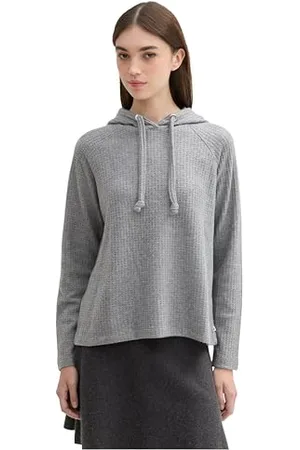 TOM TAILOR Damen 1044663 Basic Hoodie mit Kapuze, 10658-Cement Grey Mélange, L