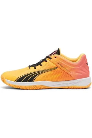 PUMA Unisex Accelerate Turbo Indoor Court Shoe, Sun Stream-Sunset Glow Black, 36 EU