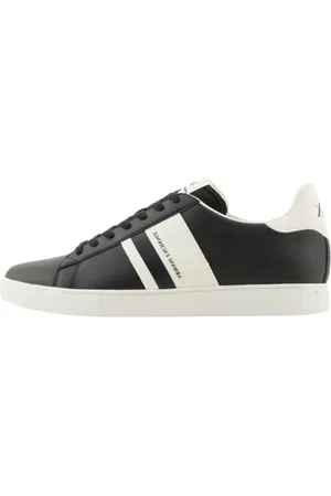 Armani Exchange Herren Paris Double line Sneaker, Black+ Off White, 39.5 EU