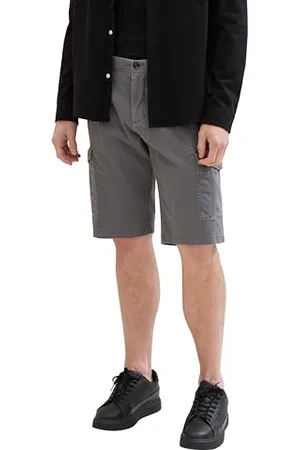 TOM TAILOR Herren Relaxed Fit Cargo Shorts, grey structure print, 32