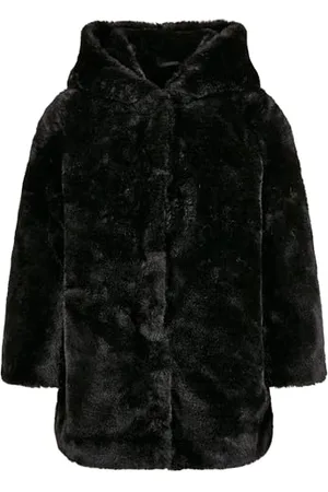Urban classics Mädchen UCK2375-Girls Hooded Teddy Coat Jacke, Black, 110/116