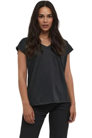 Kaffe T-Shirt KAlise Damen T-Shirt Kurzarm V-Ausschnitt Basic Shirt S