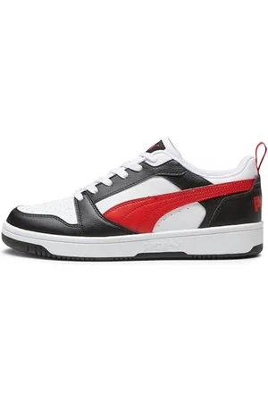PUMA Rebound V6 Low Unisex Sneaker , White For All Time Red Black, 42.5 EU