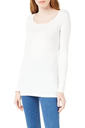 VERO MODA Damen Langarmshirt VMMAXI My LS Soft Long U - Neck NOOS, Gr. 40 (Herstellergröße: L), Weiß