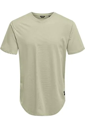Only & Sons Herren O&S Rundhals T-Shirt | Langes Kurzarm Shirt ONSMATT | Einfarbig Stretch Basic Baumwolle, Farben:Hellgrün, Größe:L