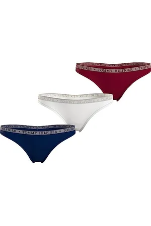 Tommy Hilfiger Damen 3er Pack Strings Lace Thong Tangas, Mehrfarbig (Des Sky/White/Rouge), L