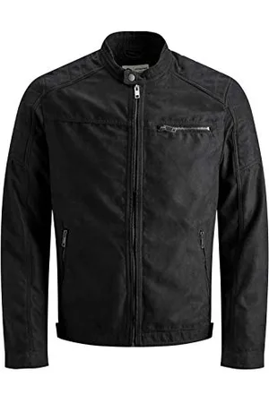 JACK & JONES Herren JJEROCKY Jacket NOOS Kunstlederjacke, Jet Black, XL
