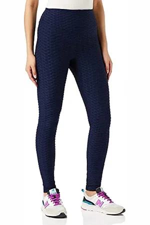 FM London (2er-Pack) Gym Leggings für Damen UK | Bequeme Waben-Leggings mit nahtlosem Legging-Design | bequeme Leggings in , Marine, Schwarz