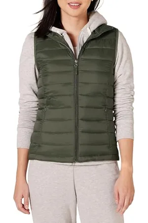 Amazon Damen Leichte, Wasserbeständige Pufferweste, Verstaubar, , M