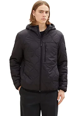 TOM TAILOR Herren 1036187 Quilted Steppjacke mit Kapuze, 29999-Black, XXL