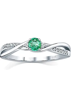 Silvego Damen Ring aus 925 Sterling Silber mit echtem grünem Smaragd und Brilliance Zirconia
