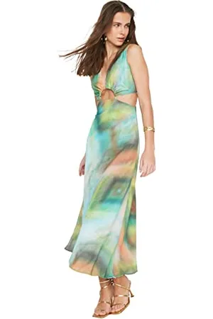 Trendyol Damen Vrijstaande jurk met patroon Dress, , 42 EU