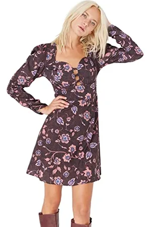 Trendyol Damen Woman Mini A-Linie V-Ausschnitt Webstoff Kleid, , 42
