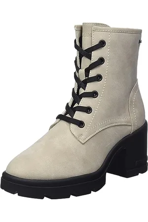 QS by s.Oliver Damen Stiefeletten mit Absatz aus Kunstleder Blockabsatz Braun , 38