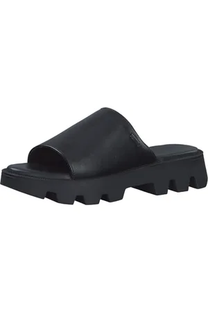 QS by s.Oliver Damen Pantoletten aus Leder mit dicker Sohle, (Black), 40