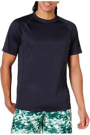 Amazon Herren Schmal Geschnittenes, Kurzärmeliges, Schnelltrocknendes UPF 50-Bade-T-Shirt, , L
