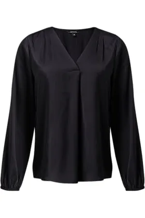 Comma, Satinbluse mit V-Ausschnitt