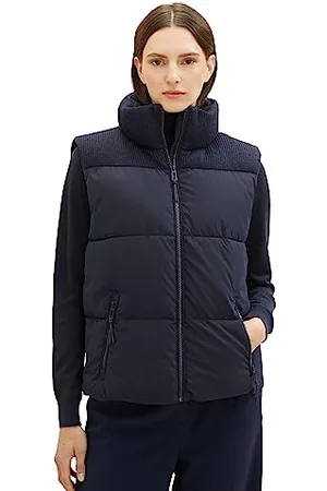 TOM TAILOR Damen 1038676 Steppweste mit Strickeinsatz & Stehkragen, 10668-sky Captain Blue, XL