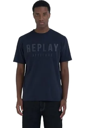 Replay Herren T-Shirt Kurzarm aus Baumwolle, Blau (Deep Blue 088), XXL