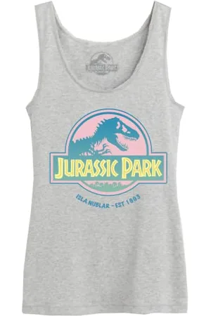 Jurassic Park Damen Wojupamtk010 Tanktop, Grau meliert, Small