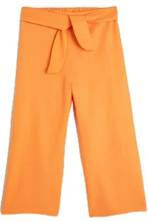 Koton Girls Linen Trousers Wide Leg Belt Detail Elastic Waistband