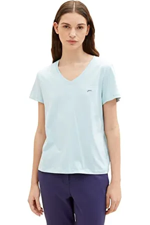 TOM TAILOR Damen 1035853 T-Shirt mit V-Ausschnitt, , XXL