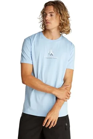 Calvin Klein Herren T-Shirt Kurzarm Shadow Logo Tee Regular Fit, Blau (Blue Bell), XXS
