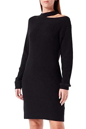 HUGO BOSS Damen Sondellia Relaxed-Fit Strickkleid mit Cut-Out an der Schulter Schwarz S