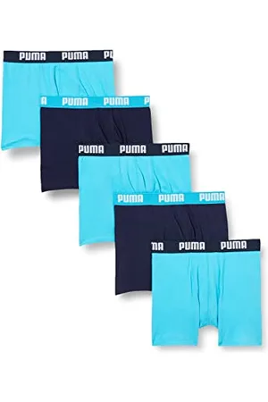 PUMA Jungen Basic Boxer 5 Pack Ecom Unterwäsche, India Ink/Turquoise, 146-152 EU