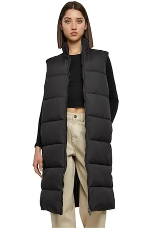 Urban classics Damen TB6066-Ladies Long Puffer Vest Weste, Black, M