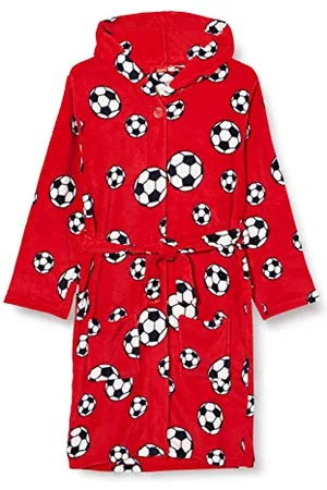 Playshoes Unisex Kinder Fleece-Bademantel Morgenmantel, Fußball, 158/164