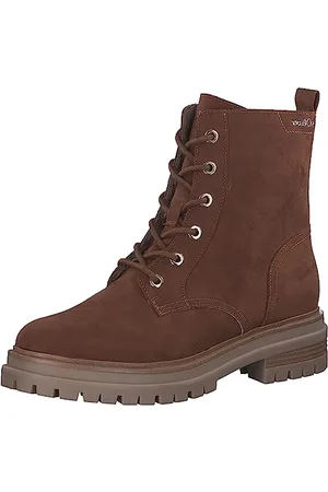 QS by s.Oliver Damen Stiefeletten zum Schnüren Winter mit Reißverschluss Vegan Braun , 38