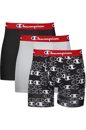 Champion Herren Underwear Boxer Briefs, Everyday Active, Lightweight Stretch, Multi-Pack Retroshorts, Ebenholz/Ebenholz mit C-Logo-Druck Silverstone, 3 Stück, X-Large (3er