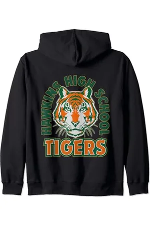 Stranger Things Fan-Memorabilien von Hawkins High Tigers Starre Kapuzenjacke