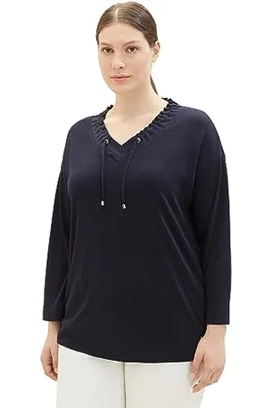 TOM TAILOR Damen 1038829 T-Shirt mit Kordelzug, 10668-sky Captain Blue, 52