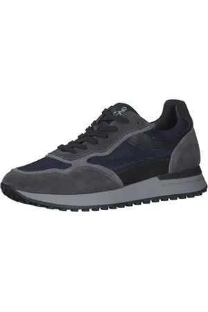 Marco Tozzi By Guido Maria Kretschmer Herren Sneaker flach aus Leder mit Dicker Sohle, Grau (Dk.Grey/Navy), 41 EU