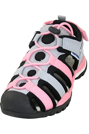 Geox J Borealis Girl Sandal, Grey/Black, 25 EU