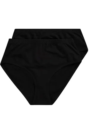 Ulla Popken Damen Slips, 2er-Pack, Uni, Biobaumwolle Slip, , 42-44