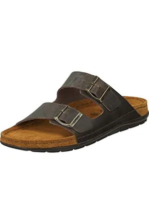 Rohde Herren Pantolette Leder Clog Schnalle Memoryfussbett bequem Rodigo-H 5918, Größe:44 EU, Farbe:Braun