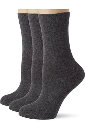 Nur Die Damen Socken 487805/Damen Ohne Gummi Socken 3er, Gr. 39-42, Grau (graumelange 346)